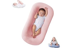 DAOLUAN Baby Lounger Pillow for Newborn Babies 0-18 Months, Snuggle Me Organic Lounger for Baby, Soft Cotton Breathable Baby Nest Sleeper (Pink)