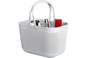 UUJOLY Plastic Organizer Storage Baskets with Handles, Shower Caddy Bins Organizer for Bathroom and kitchen（Grey