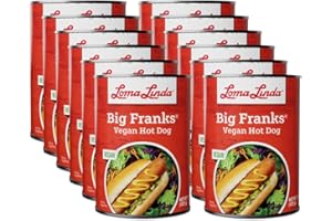 Vegan Meat Hot Dogs Alternative - Loma Linda Big Franks Plant-Based Sausages, Meatless Protein, Vegetarian Frankfurters, Non-GMO, Ready to Eat, 15oz Cans (12-Pack)