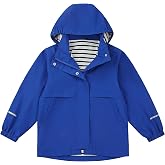 EIGIOO Boys Girls Soft lining Hooded Rain Jacket | Lightweight windbreaker rain coat, Elastic cuff &amp; detachable hood, Perfect for kids daily school trip or rainy day.