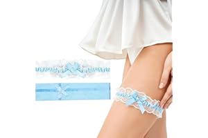 Blue Garter Wedding with Gift Box Something Blue for Bride Stretchable Bow Lace Accessories for Women Bridal Shower Parties