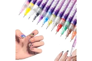 SEIVBLE 12 Colors Nail Art Pens Set, Nail Art Markers Doodle Pen for Kids Adults, Nail Art Tools for Polishing Dotting Painting Liner DIY (1 Set)