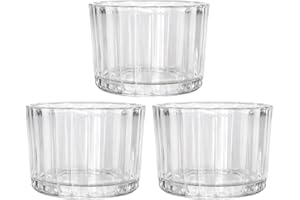 wkao 3 Pcs Small Clear Glass Votive Candle Holders, Tealight Holders, Vertical Stripes, Thickened Lead-Free, Decorative for P