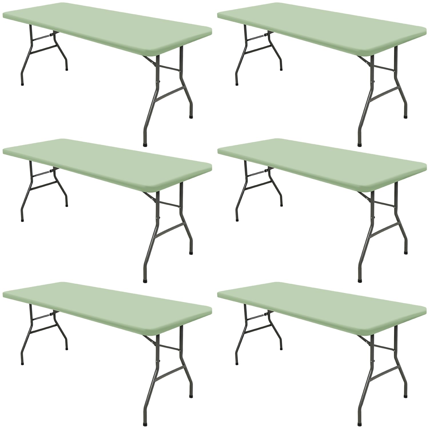 Photo 1 of 6 Pack Picnic Table Cover Elastic Fitted Outdoor Tablecloths for 8 Foot Rectangle Tables Waterproof Stretch Washable Patio Folding Spandex Table Cloth Camping Banquet Parties (Sage Green,30" x 96")