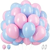 Pink and Blue Balloons, 60pcs 12 Inch Light Blue Macaron Pink Balloons for Gender Reveal, Baby Blue Pastel Pink Balloon Latex Helium Party Balloon for Baby Shower Wedding Birthday Party Decorations