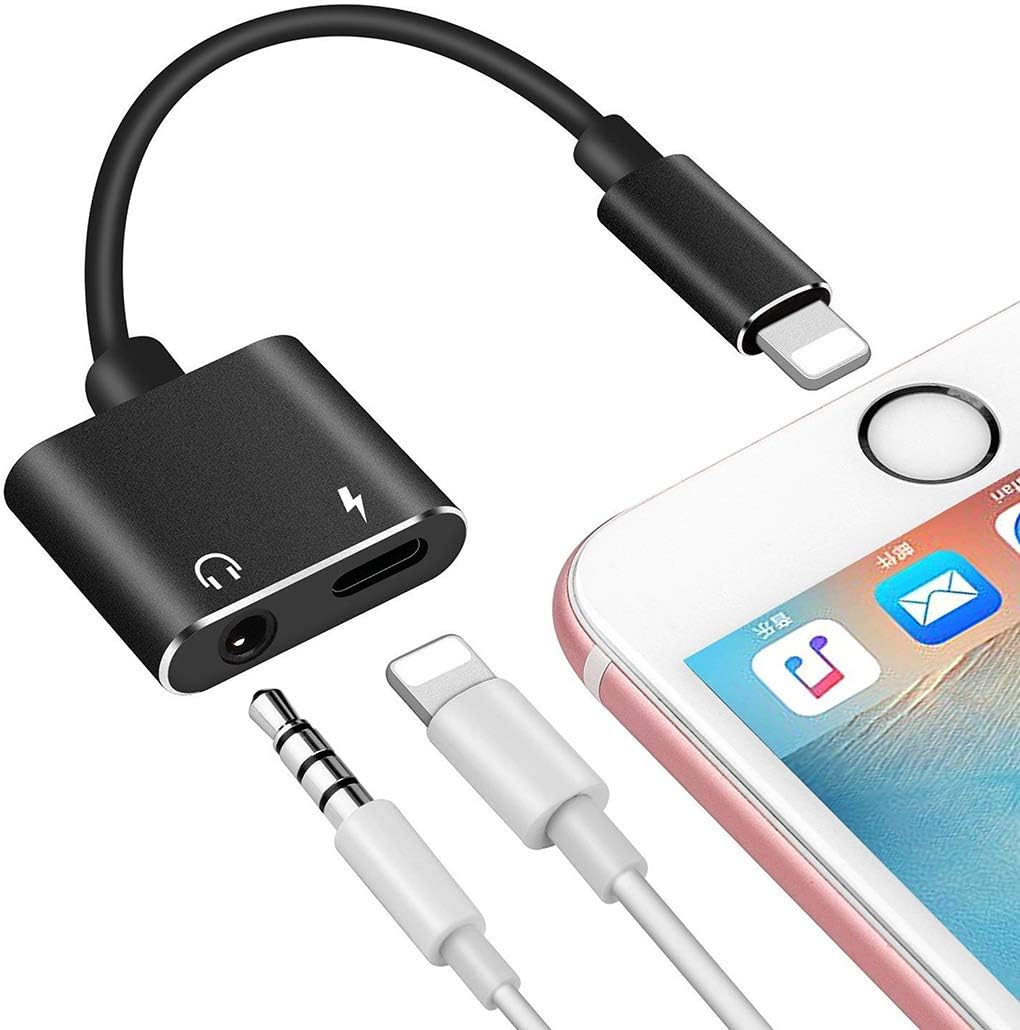 for iPhone Headphone Jack Adapter for iPhone 8/8 Plus/Xs/Xs Max/XR/11/7 Plus Earphone Splitter for iPhone Adaptor Dongle 2 in 1 Charger + Aux Connector Charger Cable Support All iOS System