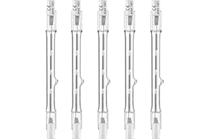 Jaenmsa R7S Halogen Light Bulbs 300W 120V,5 Pcs J Type T3 Halogen Work Light Bulbs R7S 118mm,Double Ended Halogen Bulb for Work,Security,Landscape Lights,Floor Lamps,Dimmable,Warm White 2700K,4.6 Inch