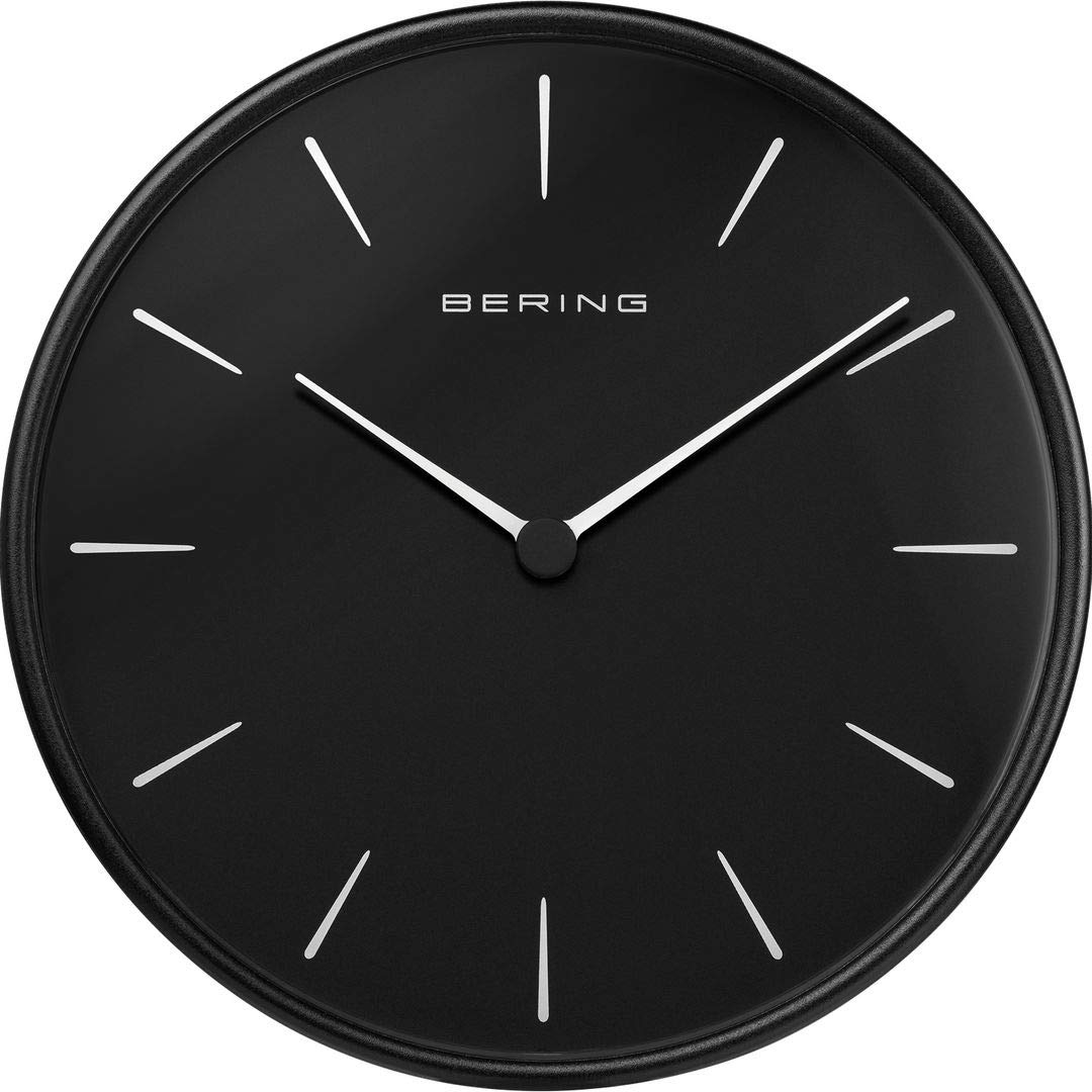 BERING Wall Clock | Simple and Modern Nordic Design | Black and Black | Runs Particularly Quietly | 162 mm in Diameter | 90292-22R