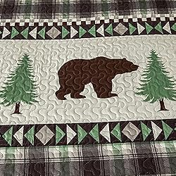 Junsey Rustic Bear Quilts Set King Size,Lightweight