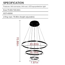 Viruhaka Modern LED Pendant Light, Black Circular