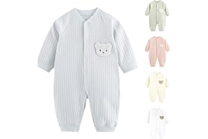 Newborn Baby Cute 𝐁ear Jumpsuit Soft Long Sleeve Button Down Onesie Infant Cotton Soft Comfort Casual Romper