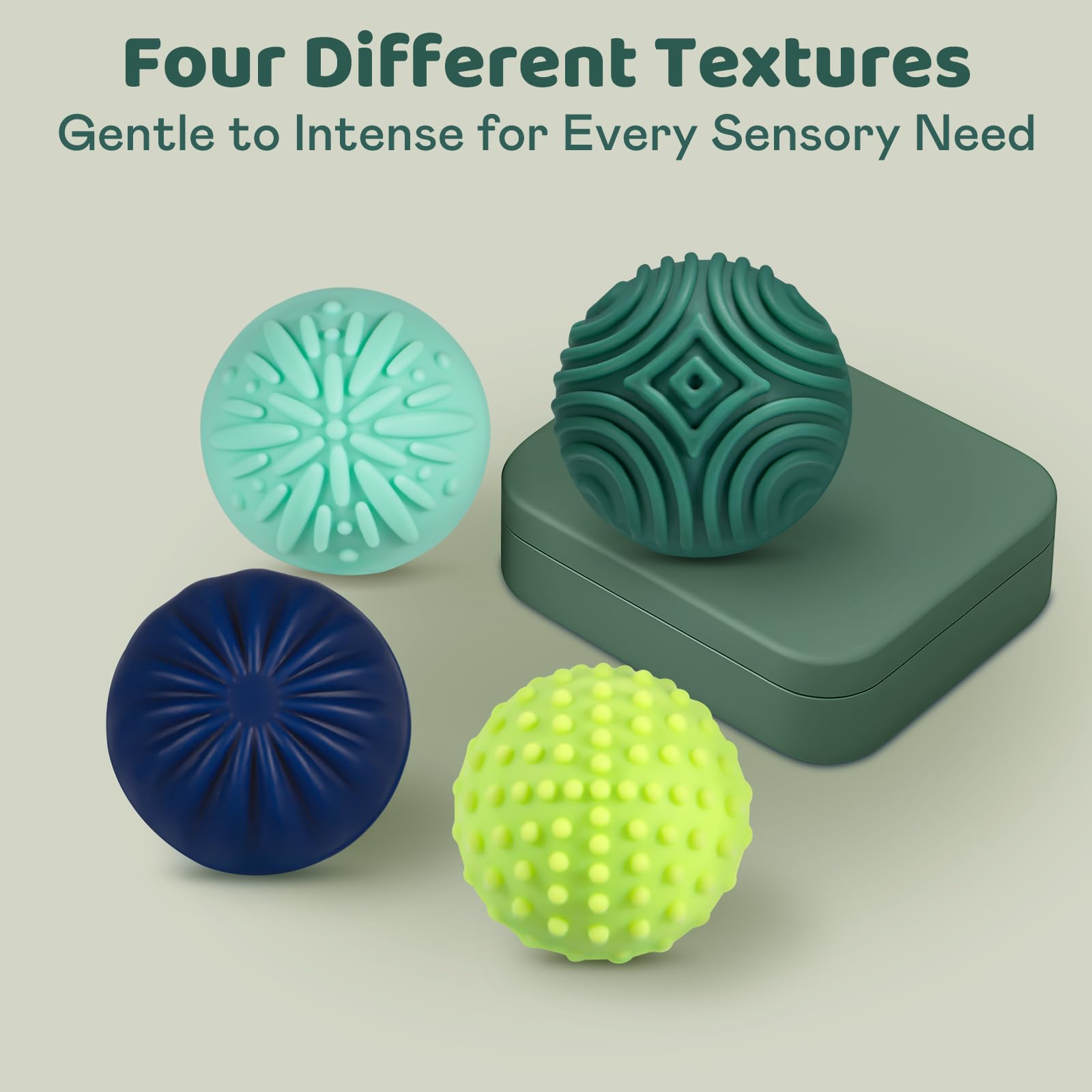 Magnetic Sensory Fidget Balls – 4PC Medium Weighted Textured Silicone Stress Relief Toys for Adults & Teens with ADHD, Autism, Anxiety – Quiet Magnet Fidgets for Desk, Travel, Office & Gifts