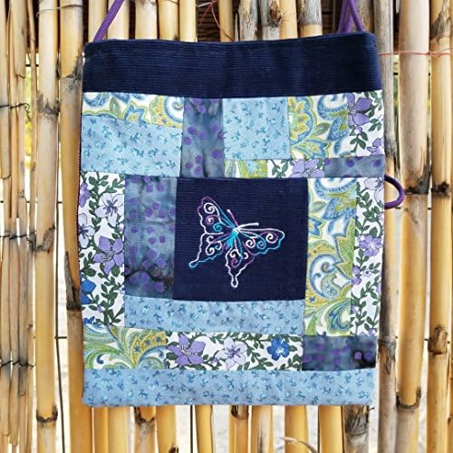 Calico Patchwork Butterfly Corduroy Journal Concert Shoulder Handmade Purse