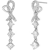 Sonateomber Long Pearl Dangle Drop Earrings for Women, Sparkly CZ Rhinestone Tassels Dangling Earings Prom Wedding Accessories Fashion Jewelry Gift