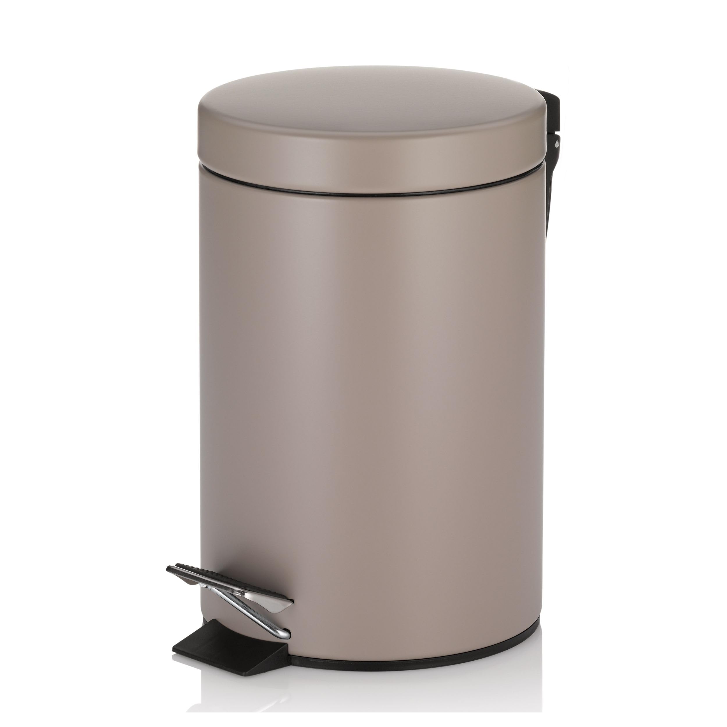 Kela cosmetic bin brown 3l, metal pedal bin bathroom, bathroom waste bin with inner bin and carrying handle, MONACO, cashmere brown matt