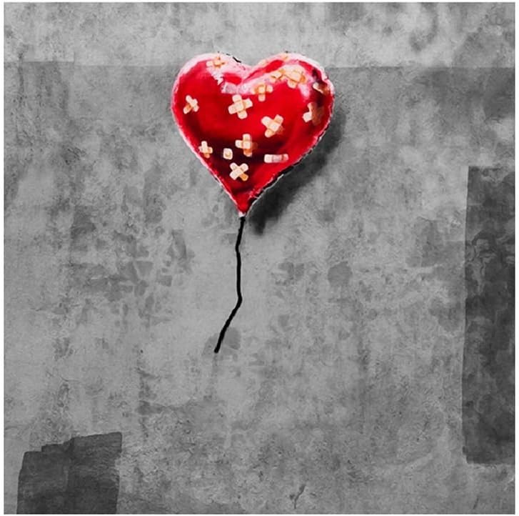 Alonline Art - Balloon Heart Plaster by Banksy | print on wall sticker vinyl decal (Rolled) | 35"x35" - 89x89cm | Wall art home decor for toilet or for bedroom | picture artwork HD wallpaper