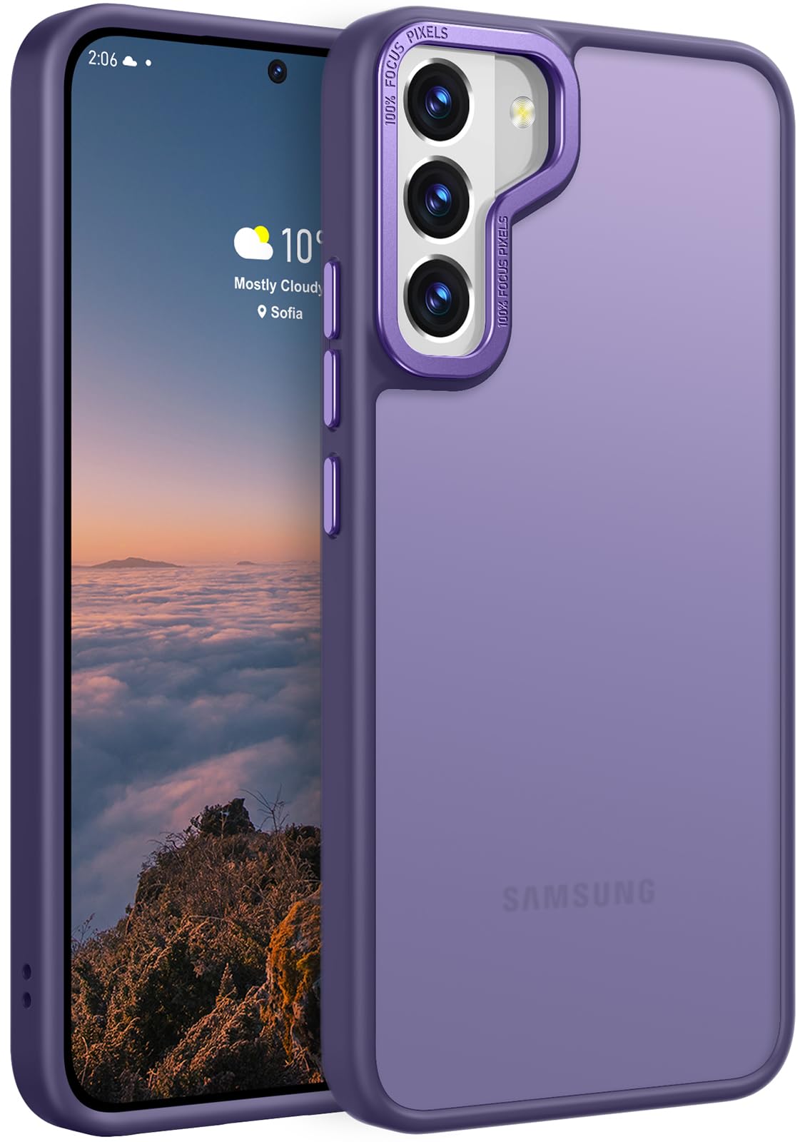 Rayboen for Samsung Galaxy S22 Plus Case, Translucent Frosted Hard Back Silicone Edge Skin Feel Anti-Fingerprint Anti-Scratch Protective Slim Cover for Samsung S22 Plus, Matte Purple