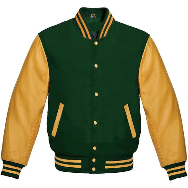 Varsity Letterman Baseball Bomber Retro Vintage Jacket Forest