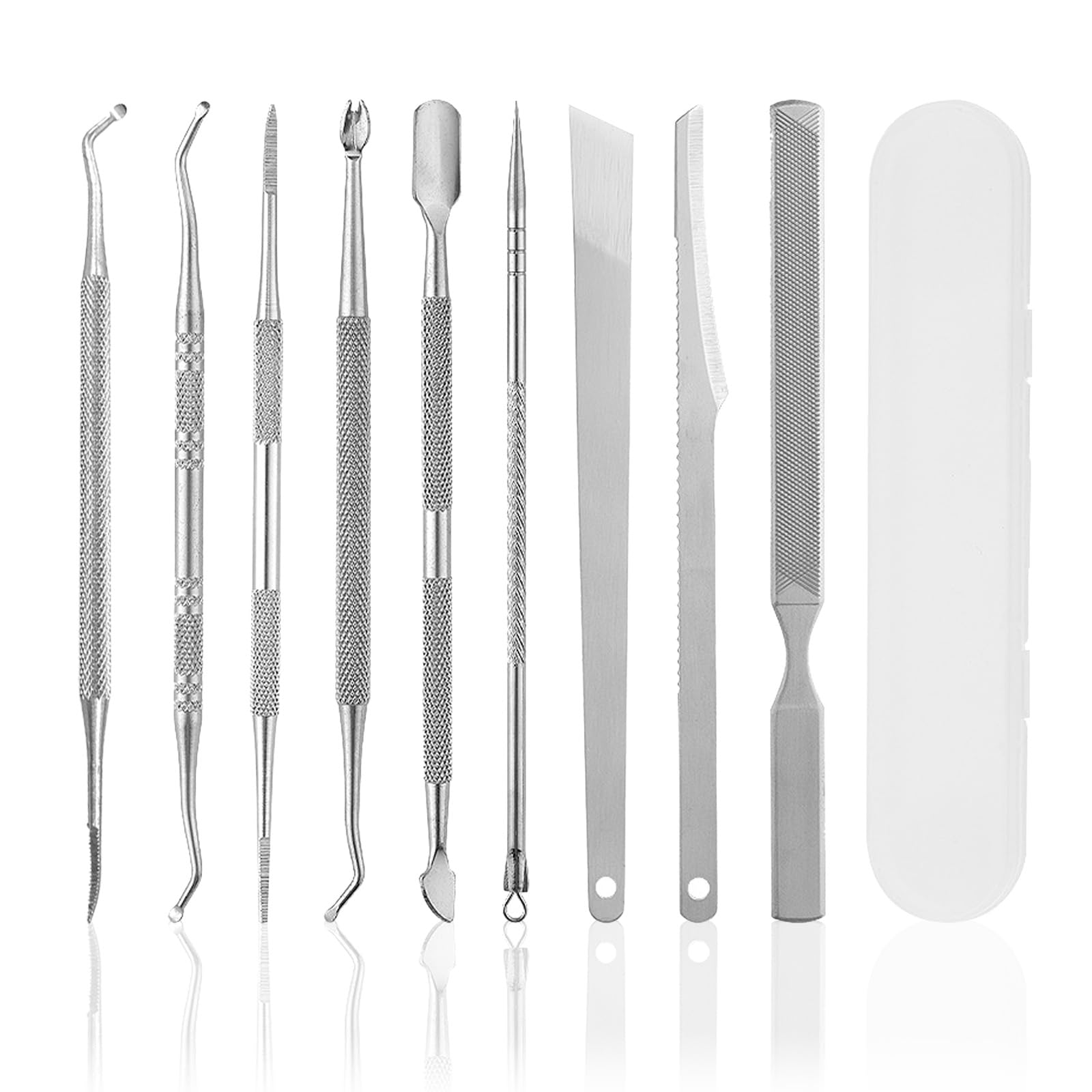 9 Pcs Ingrown Toenail Tool Kit, VEGCOO Stainless Steel Pedicure Tool Kit Ingrown Toenail File and Nail Lifters Set, Ingrown Toenail Removal Kit Manicure Treatment Tools for Nail Cleansing Repair