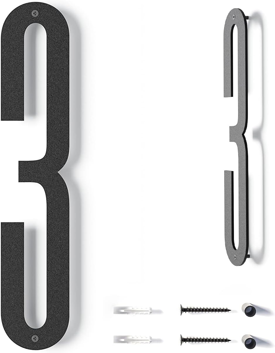 Address Signs - 12 Inch Modern Floating House Numbers | Large Metal House Numbers for Outdoors | Black Coated Rust-Proof Home Address Numbers