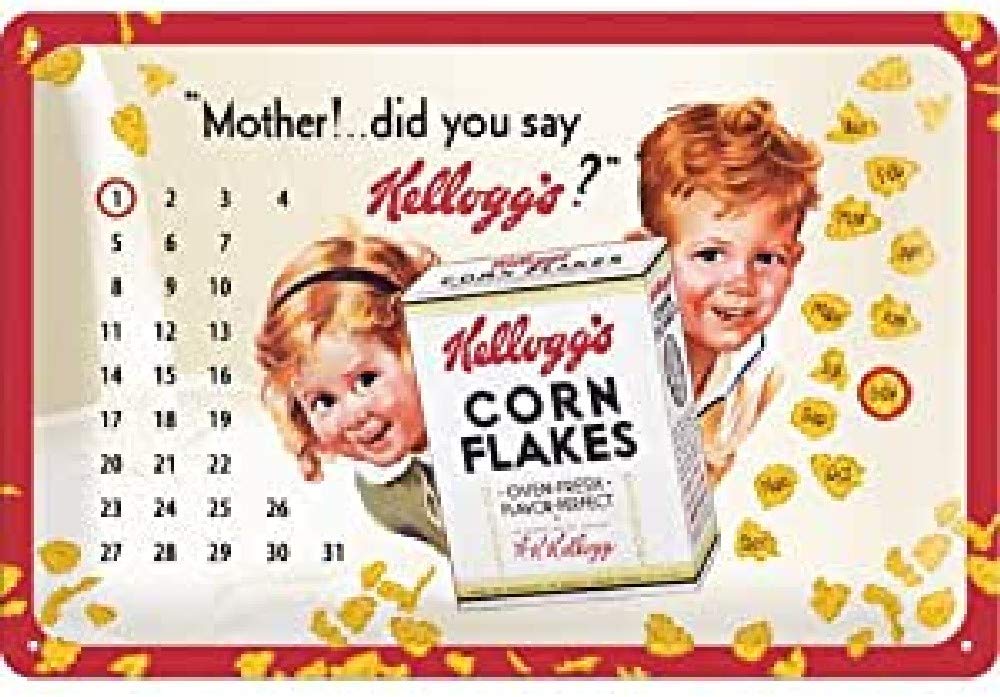 Nostalgic-Art Retro Tin Sign – Kellogg's Mother! – Gift idea for fans of nostalgia, Metal Plaque, Vintage design for wall decoration, 20 x 30 cm