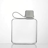 Qusmeiyici 10.8 oz/320 ml Flat Travel Water Bottle, BPA Free Tritan Reusable Plastic Water Bottles Square Plastic Flask Pocket for Camping, Fitness, Outdoor Sports, Fits Purse and Pocket
