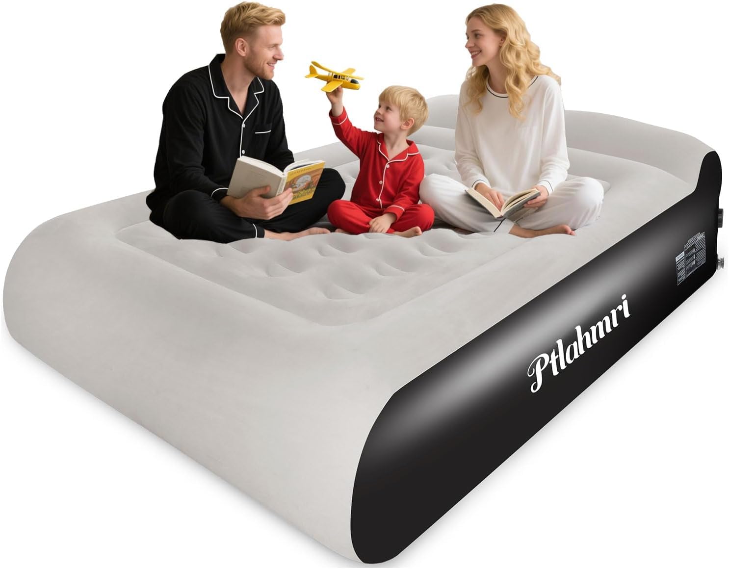 Photo 1 of Ptlahmri Air Mattress Full with Built in Pump,16" Comfort Flocking Inflatable Blow Up Mattress,Equipped with Backpack for Home, Guests, Camping,Inflate in 3 Minutes, 650 lbs Max (Black)