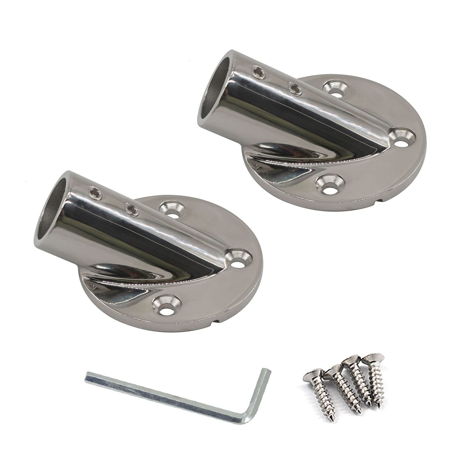 Zerniple Boat Railing Fittings Deck Hardware 316 Stainless Steel 30 Degree Tube Base Rod Flange Holder (pack of 2)
