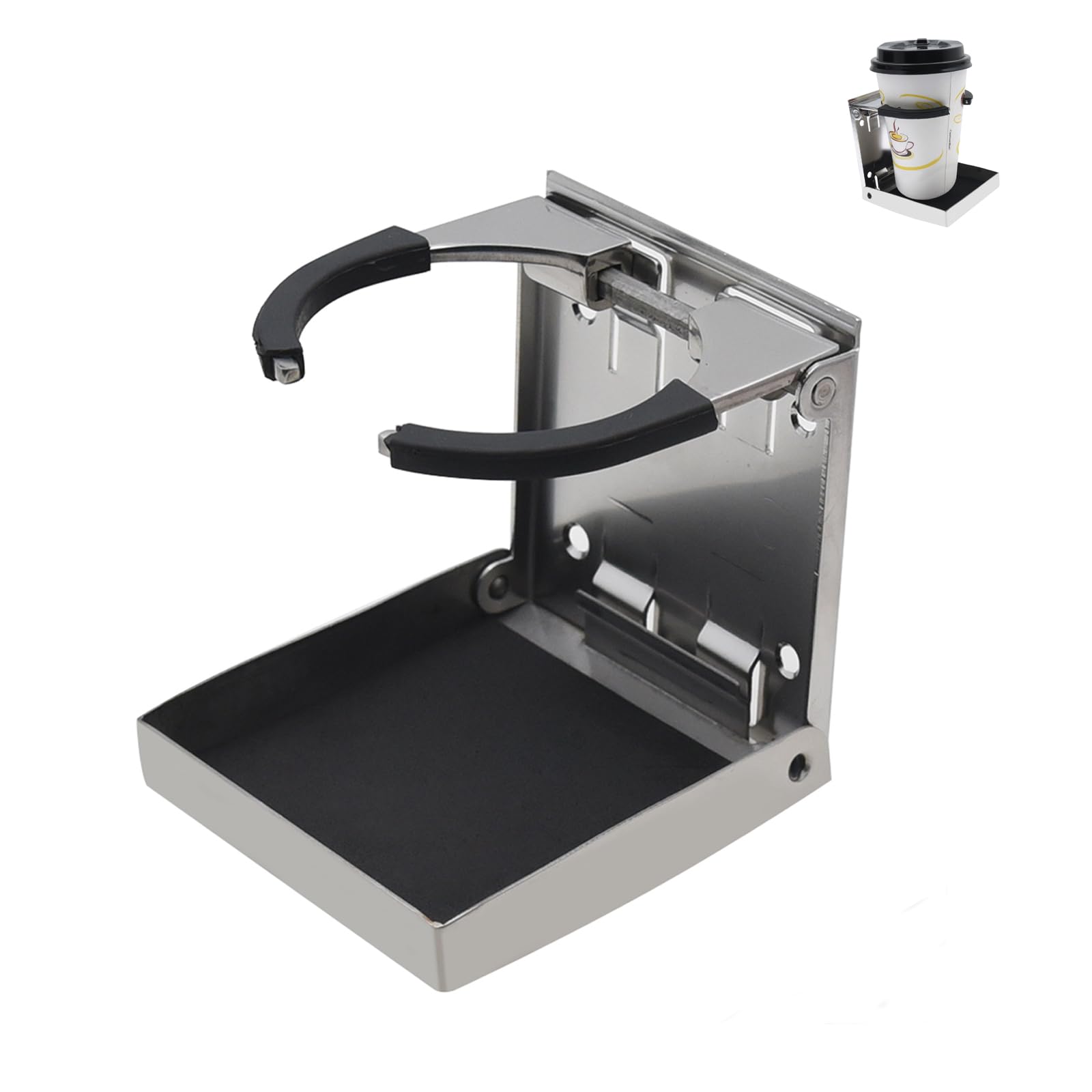 CT-CARID Metal Adjustable Folding Cup Drink Holder Stand Mount Universal for Marine Boat Car Truck (1PC Folding Drink Holder)