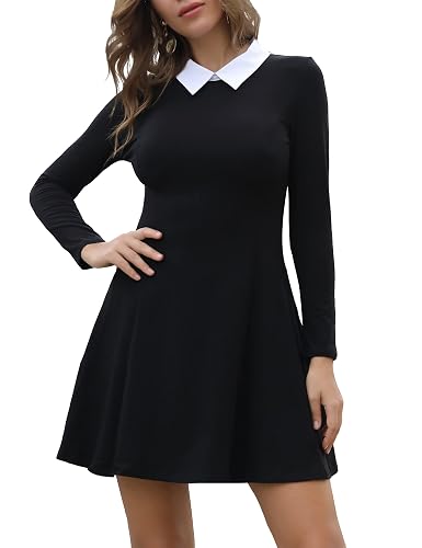 sachin and babi light blue dress Aphratti Women's Long Sleeve Fall Dresses 2025 Casual Peter Pan Collar A  Line Fit and Flare Skater Goth Dress Black Large in Dubai - UAE