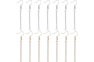 SUNNYCLUE 1 Box 40Pcs French Earring Hook Wire Ear Hooks Silver Real 18K Gold Plated Stainless Steel Metal Coil Ball Connecto
