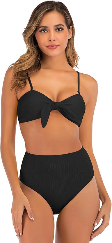 front tie bandeau bikini