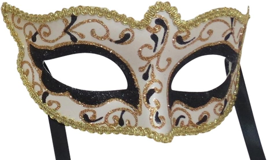 MASK & CO Mens or Ladies Quality Black & Gold Venetian Masquerade Party Ball Eye Mask, 8cm Deep