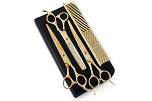 Purple Dragon 7.0 inch Rhinestone Decoration 3PCS Pet Grooming Scissors Dog Hair Cutting & Thinning Shears Set