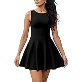 BORIFLORS Women's Boat Neck A-Line Flowy Ruffle Hem Mini Dress Casual Sleeveless Party Short Dresses