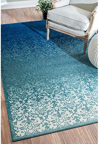 nuLOOM Modern Abstract Vintage Turquoise Round Rug (5'3 Round)