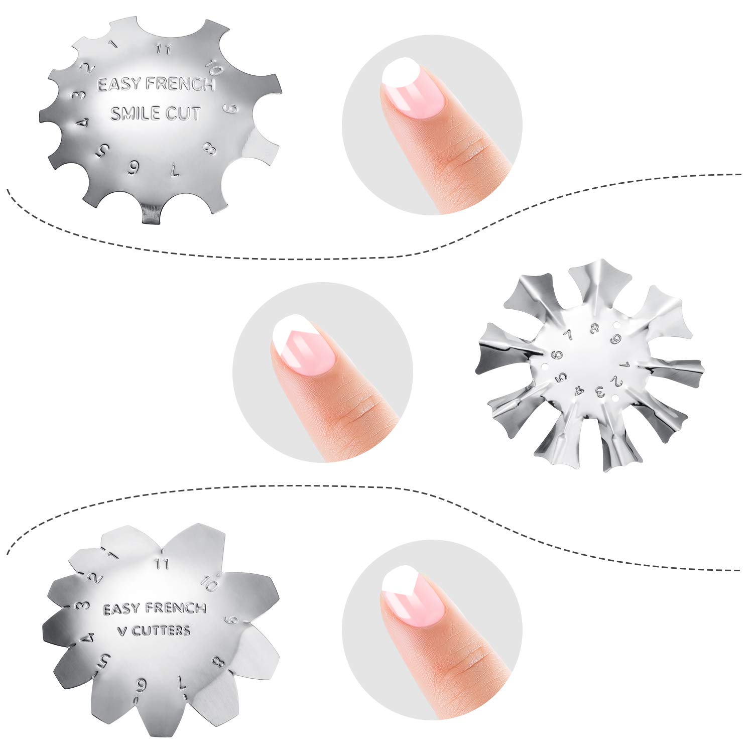 6 Pieces Nail Manicure Edge Trimmer Diy Plate Module, Stainless Steel Easy French Smile Line Gel Cutter Tool, Nail Acrylic Tool Kit (6 Patterns) : Beauty