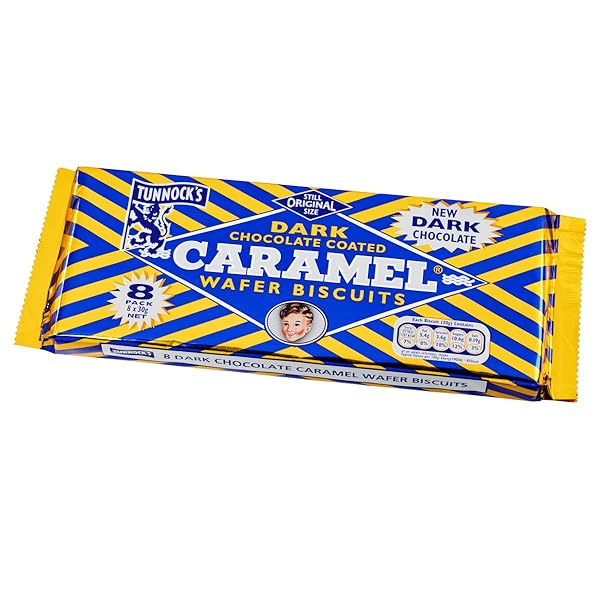 TUNNOCK’S DARK CHOCOLATE CARAMEL WAFERS 8 PACK OF 30G