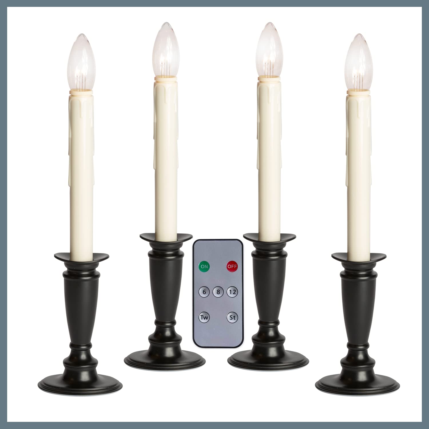 Photo 1 of Celestial Lights Set of 4 Battery Operated Window Candles with Remote Control - (Black Onyx)
