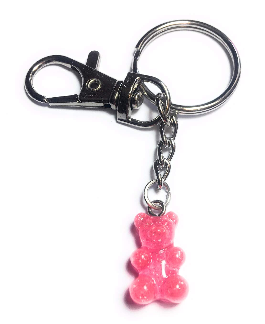 FizzyButton Gifts light rose pink glitter translucent jelly baby gummy bear charm keyring key ring keychain