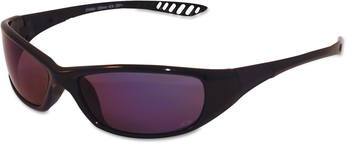 Jackson Safety 20543 V40 Hellraiser Eyewear, Blue Mirror Polycarp Anti-Scratch Lenses, Black Frame