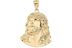 Claddagh Gold Religious Jewelry Jesus Head Face Charm Necklace Pendant, 0.92"