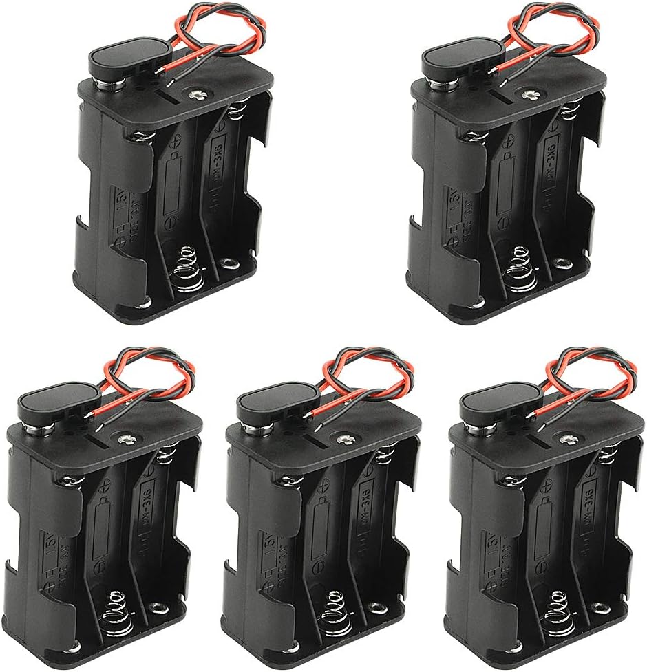 WMYCONGCONG 5 Pack 6 x 1.5V AA Battery Holder with Standard Snap Connector and Hard Plastic Housing I Type Wire (6AA)