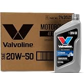 Valvoline 4-Stroke Motorcycle Full Synthetic SAE 20W-50 Motor Oil 1 QT, Case of 6
