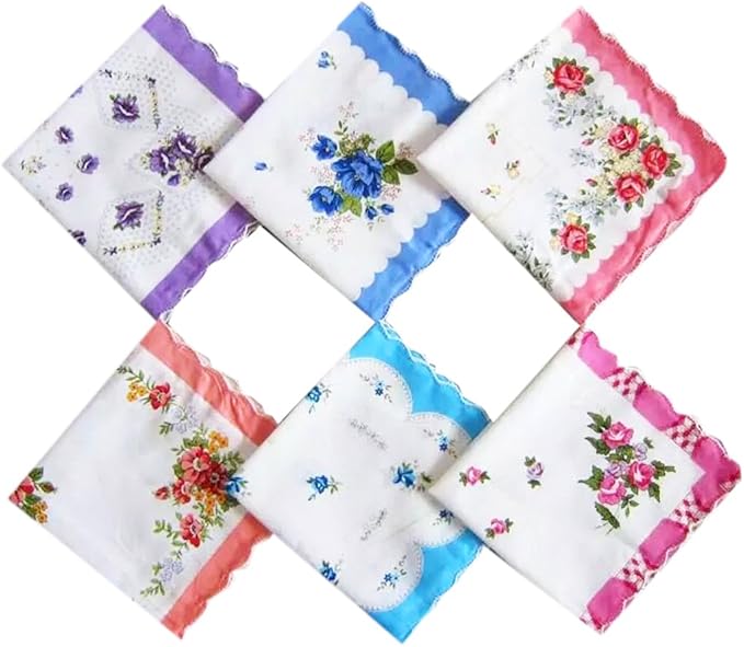 LACS Womens Vintage Floral Cotton Handkerchiefs Bulk Pack at Amazon
