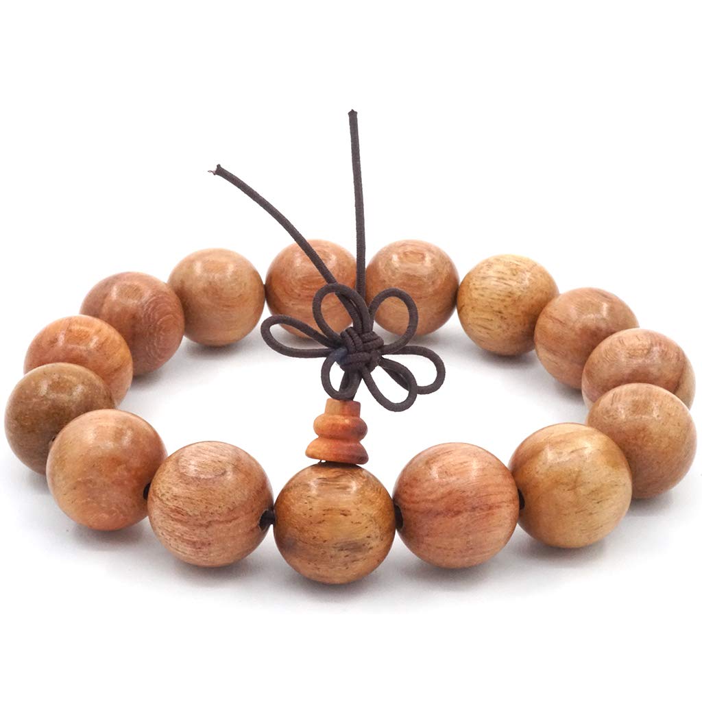 Thajaling 12mm Wood Bead Bracelet for Men Women Tibetan Buddhist Prayer Zen Bracelets Link Cool