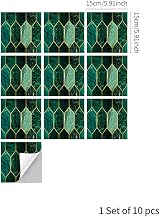 funlife Holographic Emerald Green Peel Stick Wall Tiles 15x15cm 10pcs Kitchen view 6
