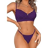 Kaei&Shi Cute Lingerie Women,Sheer Lace Sexy Bra and Panty Sets,Boudoir Outfits for Photography