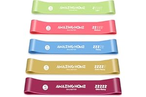 AmazingCraft Resistance Bands for Working Out- 5 Levels with Exercise Bands, Multi-Colored Stretch Bands for Women Men, Legs,