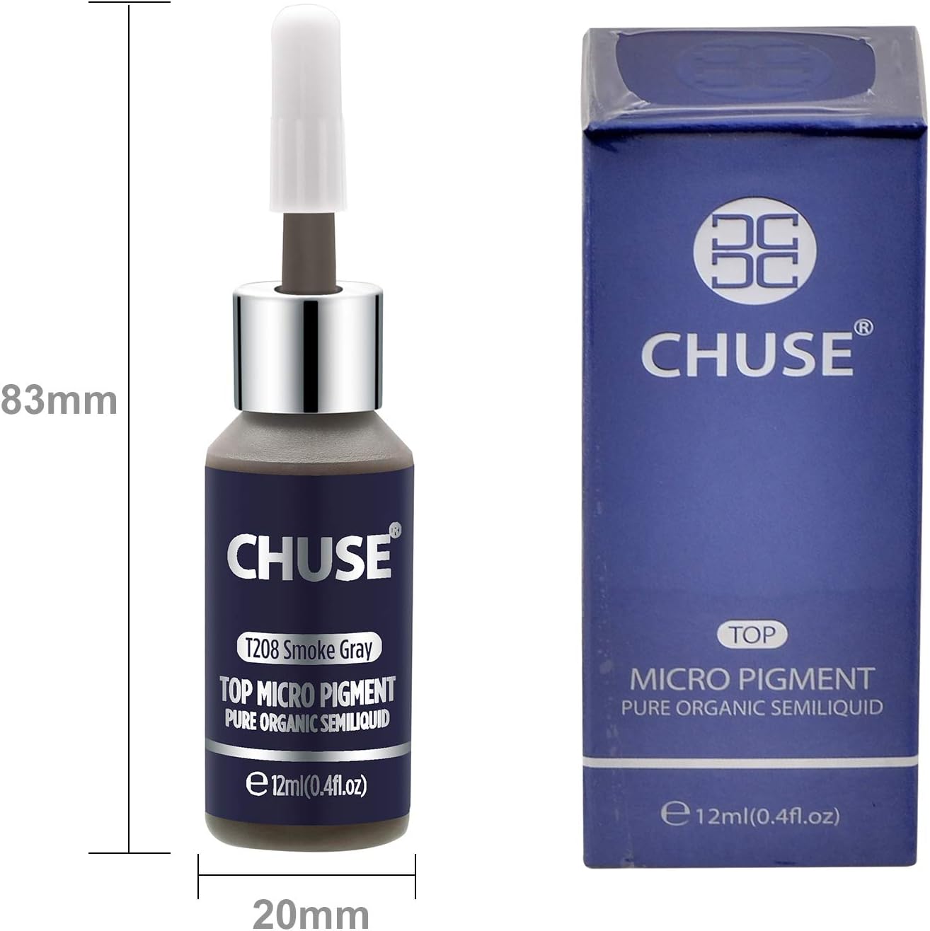 CHUSE T208 Microblading Micro Pigment Permanent Makeup Tattoo Ink Smoke Gray Cosmetic Color Passed SGS,DermaTest 12ml (0.4fl.oz) - Image 4